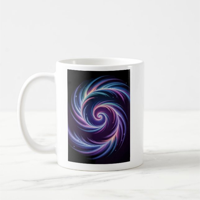 Cosmic Light Spiral Abstract Galaxy Art Coffee Mug (Left)