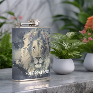 COSMIC LION KING   Custom Vinyl Wrapped Flask