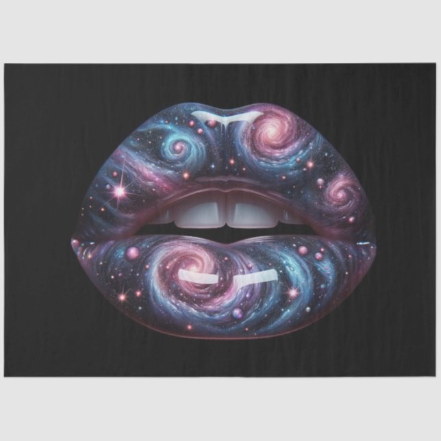 Cosmic Lips Pop Art Surrealism Decoupage Paper (Front)