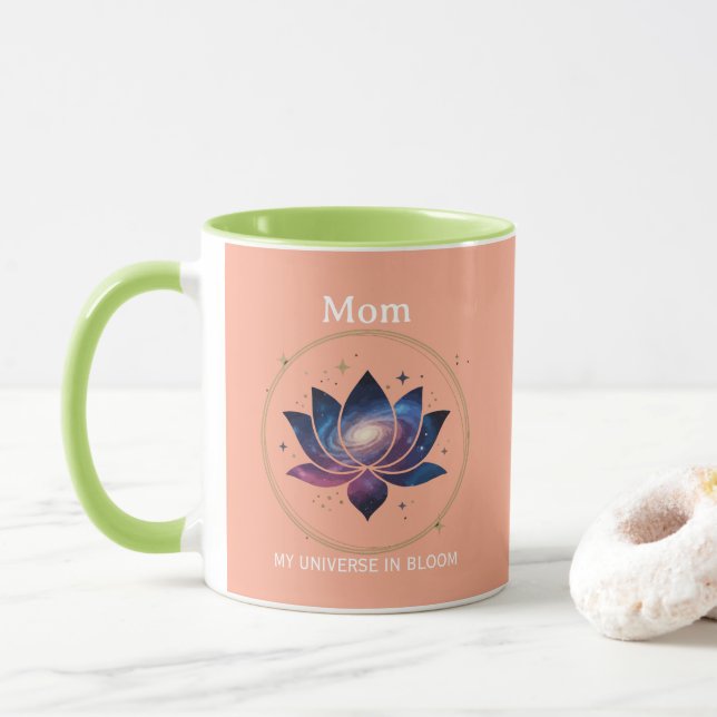 Cosmic Lotus Flower Mom Bloom Mug (With Donut)