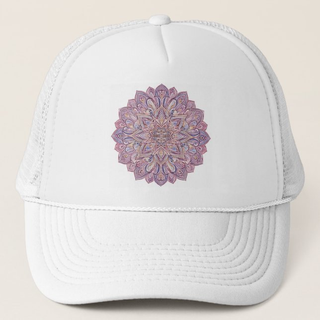 Cosmic Lotus Mandala Trucker Hat (Front)