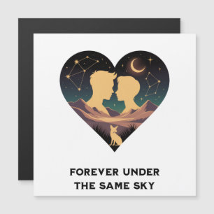 Cosmic Love Story Heart with Lovers and Fox Art