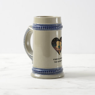 Cosmic Love Story Heart with Lovers and Fox Art Beer Stein