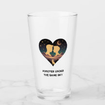 Cosmic Love Story Heart with Lovers and Fox Art