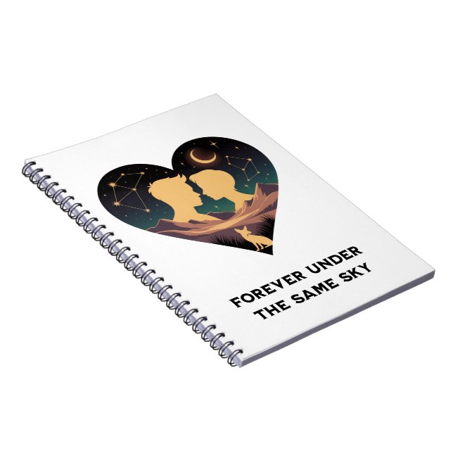 Cosmic Love Story Heart with Lovers and Fox Art Notebook (Right Side)