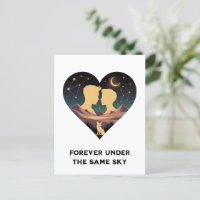 Cosmic Love Story Heart with Lovers and Fox Art