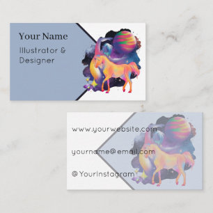 Cosmic Maiden & Rainbow Horse Celestial Art Business Card
