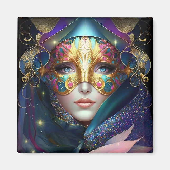 Cosmic Masked Goddess Queen Fantasy Art Magnet (Front)