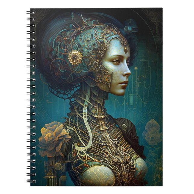 Cosmic Masked Goddess Queen Fantasy Art Notebook (Front)