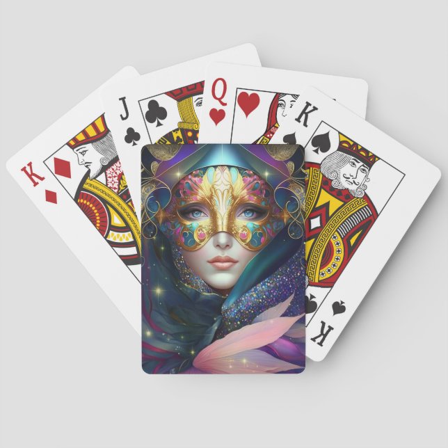 Cosmic Masked Goddess Queen Fantasy Art Playing Ca Playing Cards (Back)