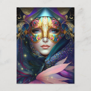 Cosmic Masked Goddess Queen Fantasy Art Postcard