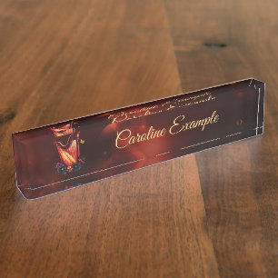 Cosmic melody, the magic of the harp.  nameplate