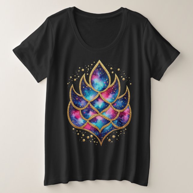 Cosmic Mermaid Tail Plus Size T-Shirt (Design Front)