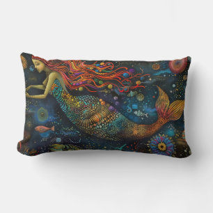 Cosmic Mermaid Throw Pillow