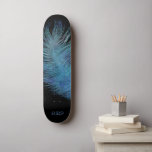 *~* Cosmic Midnight Sky Pastel Boho Feather Skateboard<br><div class="desc">* Energetically Enhanced Magical Mystical Cosmic Celestial Bohemian Gypsy Rustic stunningly beautiful dark Midnight Navy Blue Watercolor sky background and sparkling celestial cosmic feather design. The magic vibe feather is very light and whispy. * Customise / Personalise with your INITIALS / MONOGRAM or NAME. Use the designer too to play...</div>