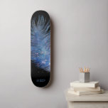 *~*  Cosmic Midnight Sky Pastel Feather Boho Skateboard<br><div class="desc">* Energetically Enhanced Magical Mystical Cosmic Celestial Bohemian Gypsy Rustic stunningly beautiful dark Midnight Navy Blue Watercolor sky background and sparkling celestial cosmic feather design. The magic vibe feather is very light and whispy. * Customise / Personalise with your INITIALS / MONOGRAM or NAME. Use the designer too to play...</div>