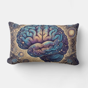 Cosmic Mind Mandala – Abstract Brain Art Lumbar Cushion