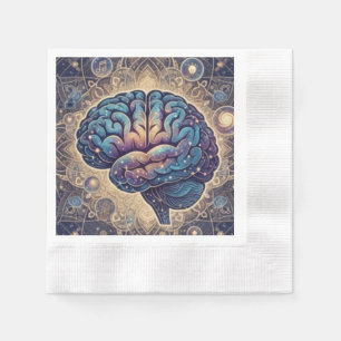 Cosmic Mind Mandala – Abstract Brain Art Napkin