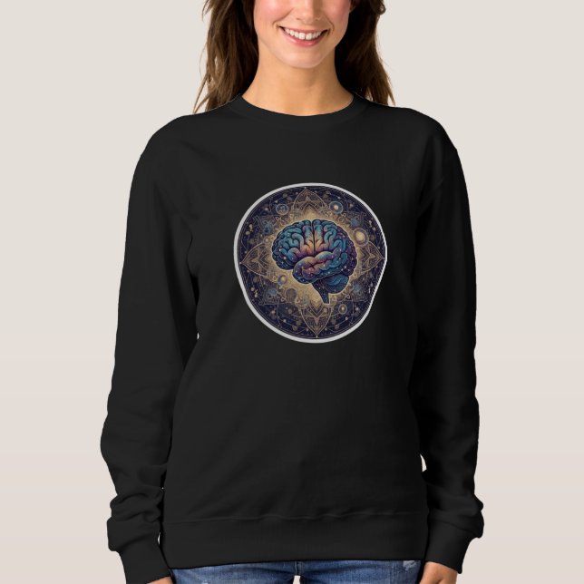 Cosmic Mind Mandala – Abstract Brain Art Sweatshirt (Front)
