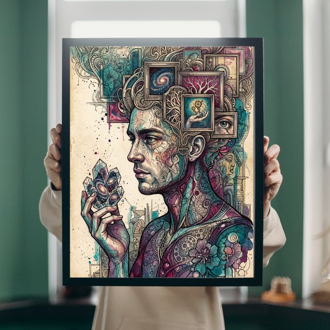 Cosmic Mind Surrealist Crystal Galaxy Wall Art (Creator Uploaded)