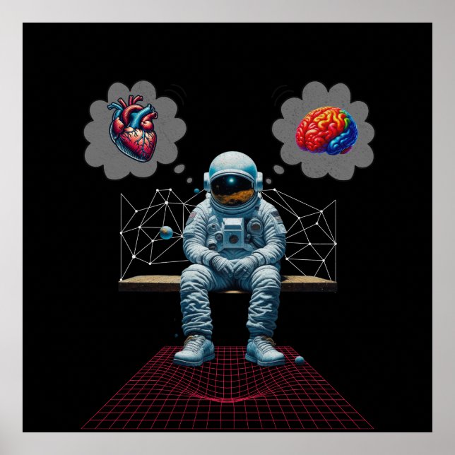 Cosmic Mind vs Heart Astronaut Poster (Front)
