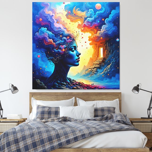 Cosmic Mindscape Art Canvas Print (Insitu(Bedroom))