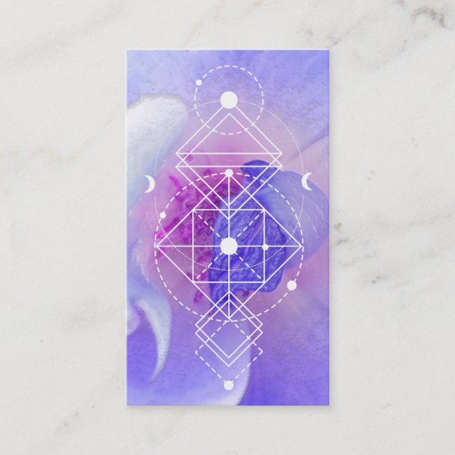*~* Cosmic Moon Blue Rose Sacred Geometry Business Card (Front)