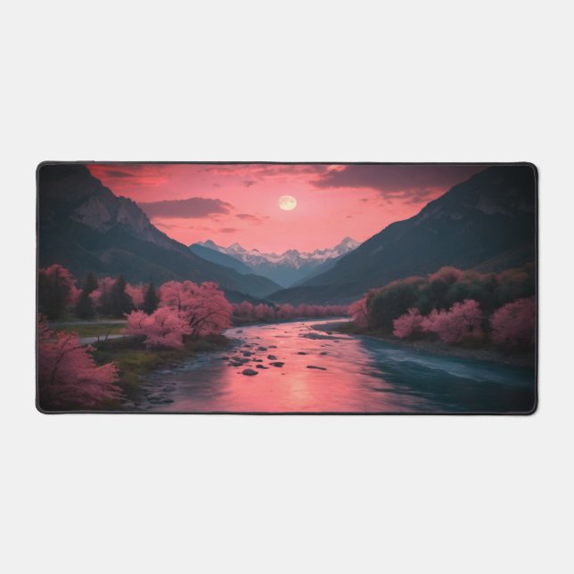 Cosmic Moon Desk Mat Celestial Desk Setup (Front)