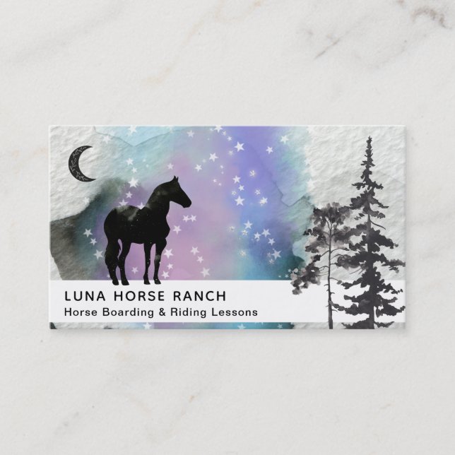 *~* Cosmic Moon Horse Ranch Stars Rainbow Shaman Business Card (Front)