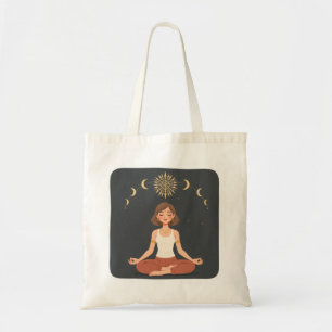 Cosmic Moon Phases Meditating Yoga Tote Bag
