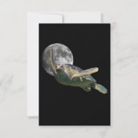 Cosmic Moon Sea Turtle Swimming In Space Premium