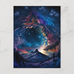 Cosmic Mountain Space Landscape Postcard