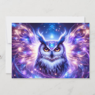 Cosmic Mystical Wisdom Celestial Spiritual Owl  Holiday Card