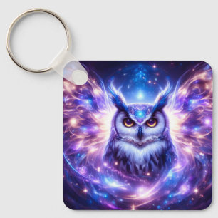 Cosmic Mystical Wisdom Celestial Spiritual Owl  Key Ring