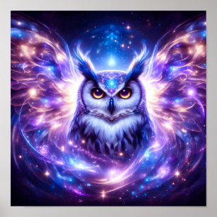 Cosmic Mystical Wisdom Celestial Spiritual Owl Poster