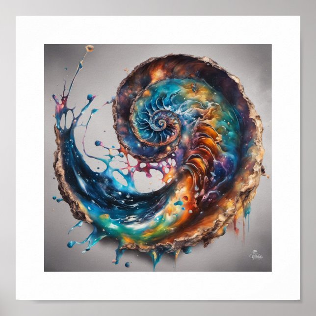 Cosmic Nautilus Shell Poster (Front)