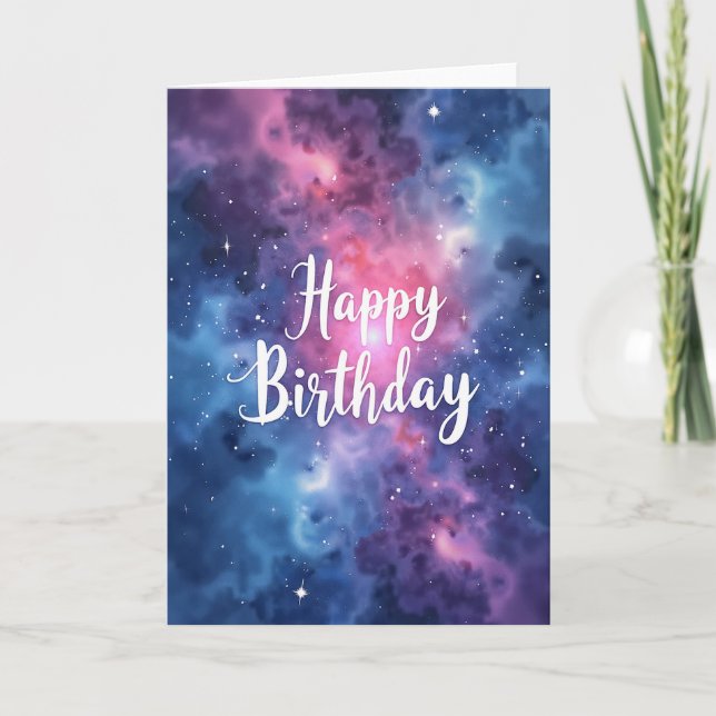 Cosmic Nebula Birthday Card (Front)