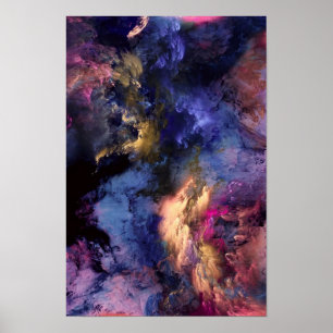 Cosmic Nebula - Emerald Fire Abstract Art Poster