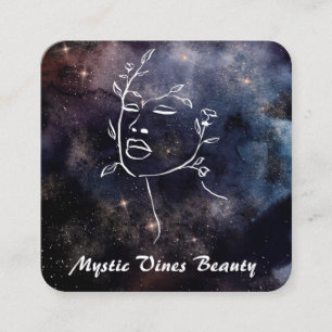 *~* Cosmic Nebula Fantasy Goddess Floral QR Square Square Business Card