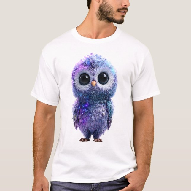 Cosmic Nebula Galaxy Owl Men T-Shirt (Front)