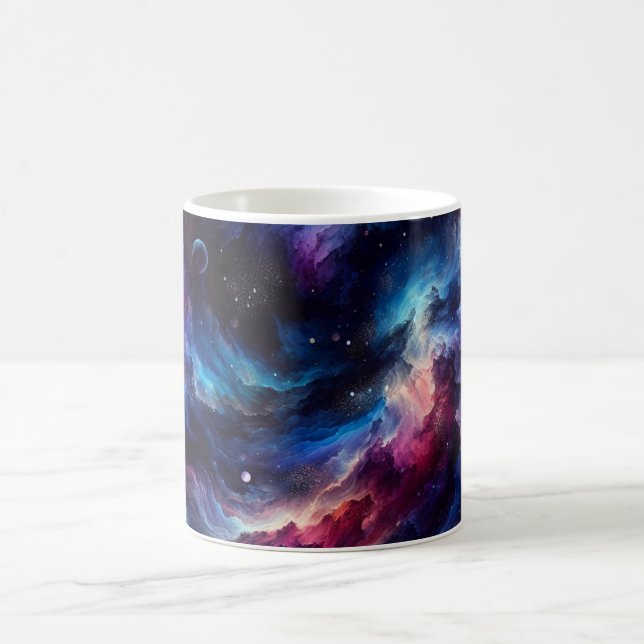 Cosmic Nebula Watercolor Space Galaxy Ceramic Mug (Center)