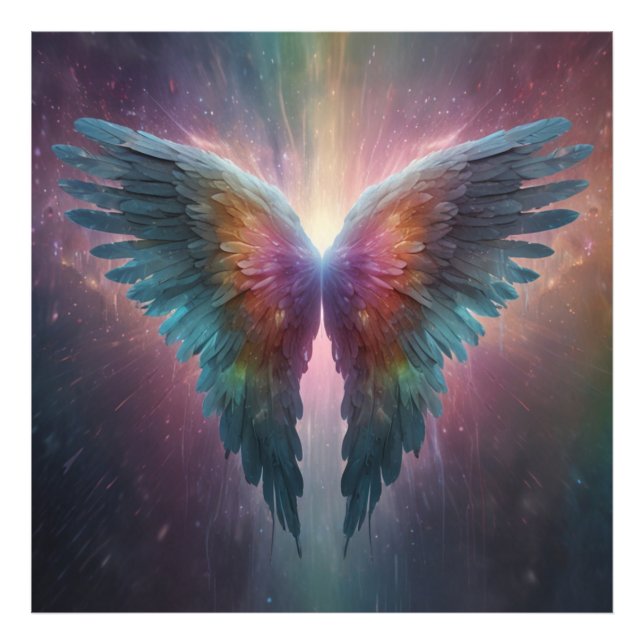 *~*Cosmic Neon Glowing Angel Wings AP78 Photo Print (Front)