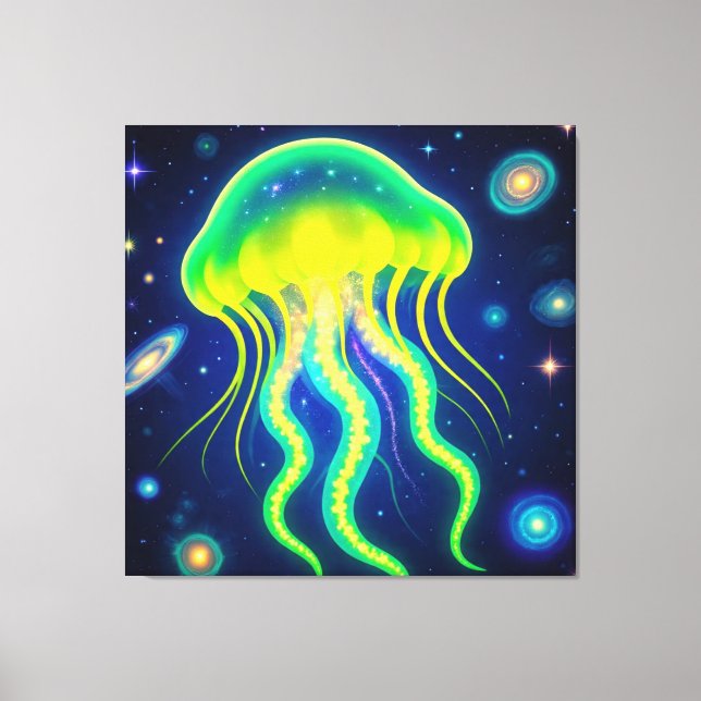 Cosmic Neon Jellyfish  Canvas Print (Front)