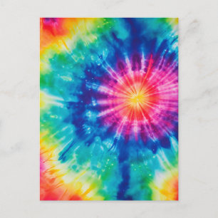 Cosmic neon rainbow tie dye postcard