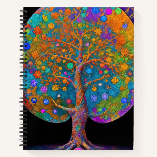 Cosmic New Age Tree of Life Notebook (Front)