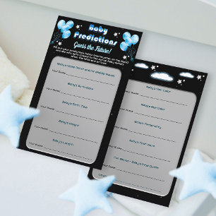 Cosmic Night Blue Balloons Baby Predictions Game