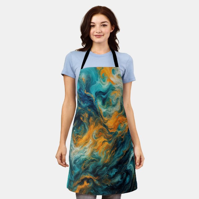 Cosmic Ocean Square – Colourful Abstract Apron (Worn)