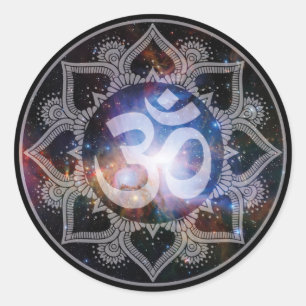 Cosmic Om Mandala Classic Round Sticker