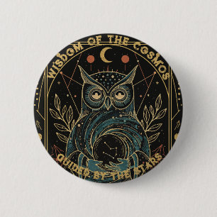 Cosmic Oracle Owl • Mystical Celestial 6 Cm Round Badge