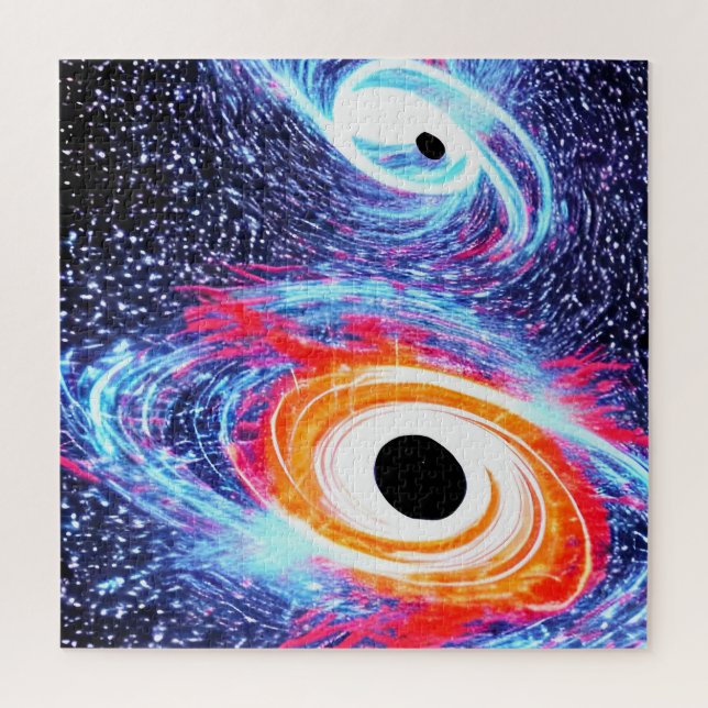 Cosmic Orange Red and Blue Black Holes Landscape Jigsaw Puzzle (Vertical)